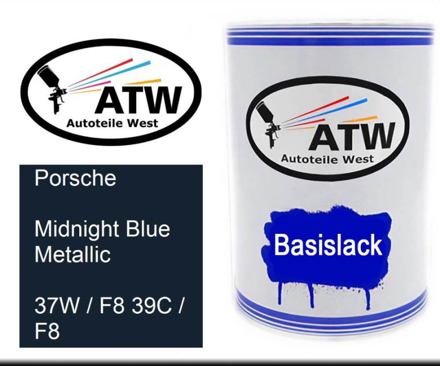 Porsche, Midnight Blue Metallic, 37W / F8 39C / F8: 500ml Lackdose, von ATW Autoteile West.